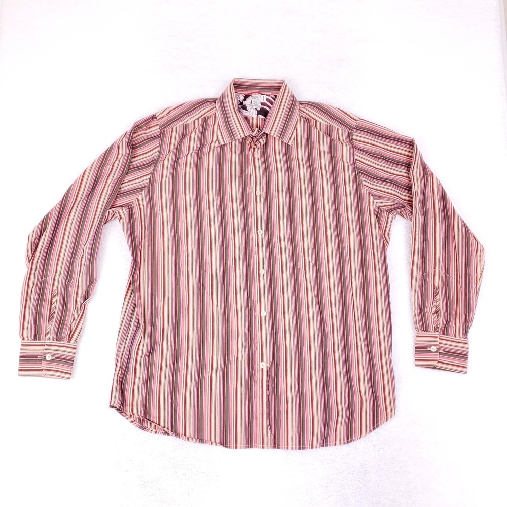 Guess Men's XXL Multicolor Striped Button Shirt 100%‎ Cotton Casual Long Sleeve